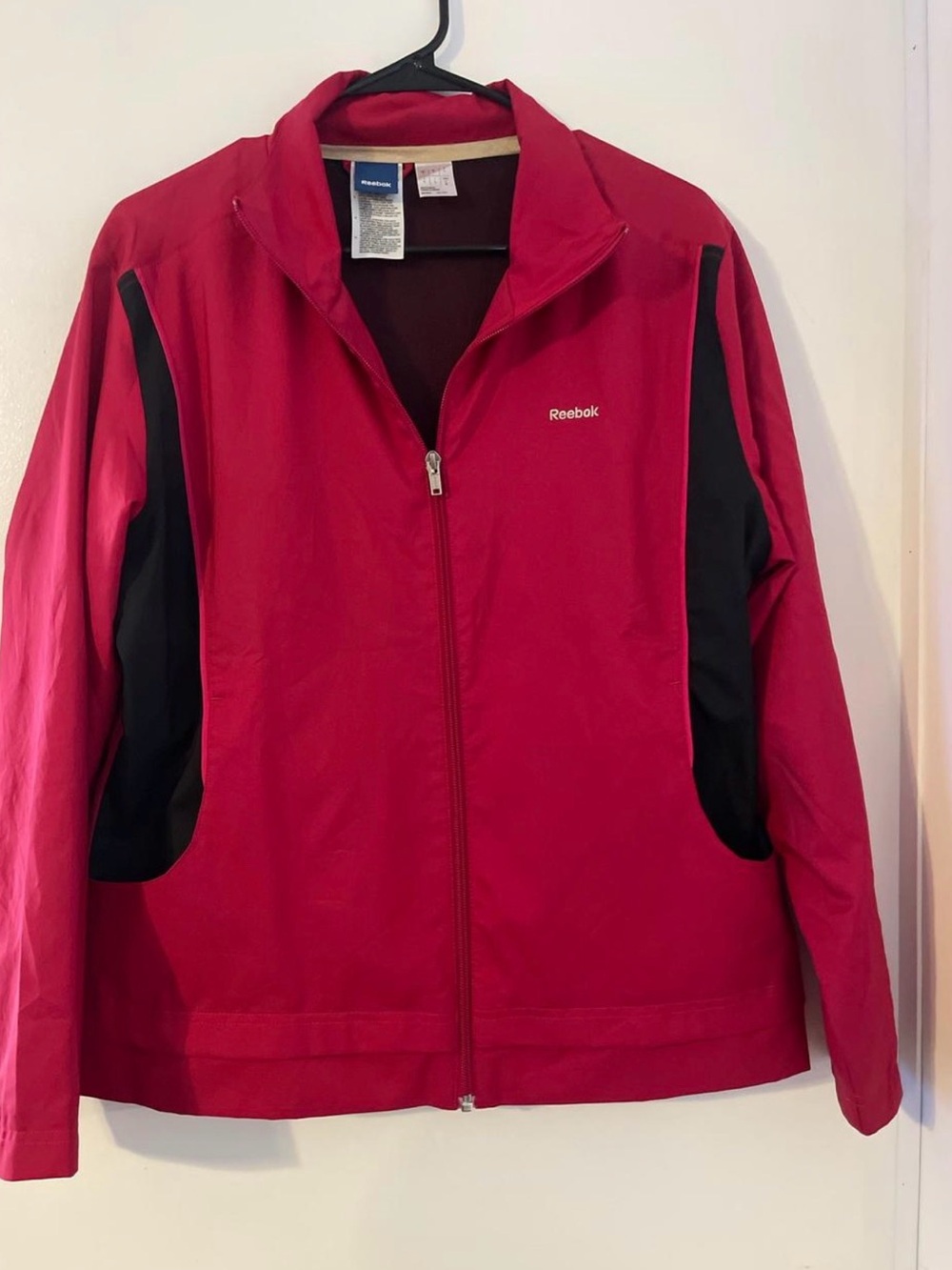 Reebok Women's Red/pink Full-Zip Utility Jacket with Black Panels